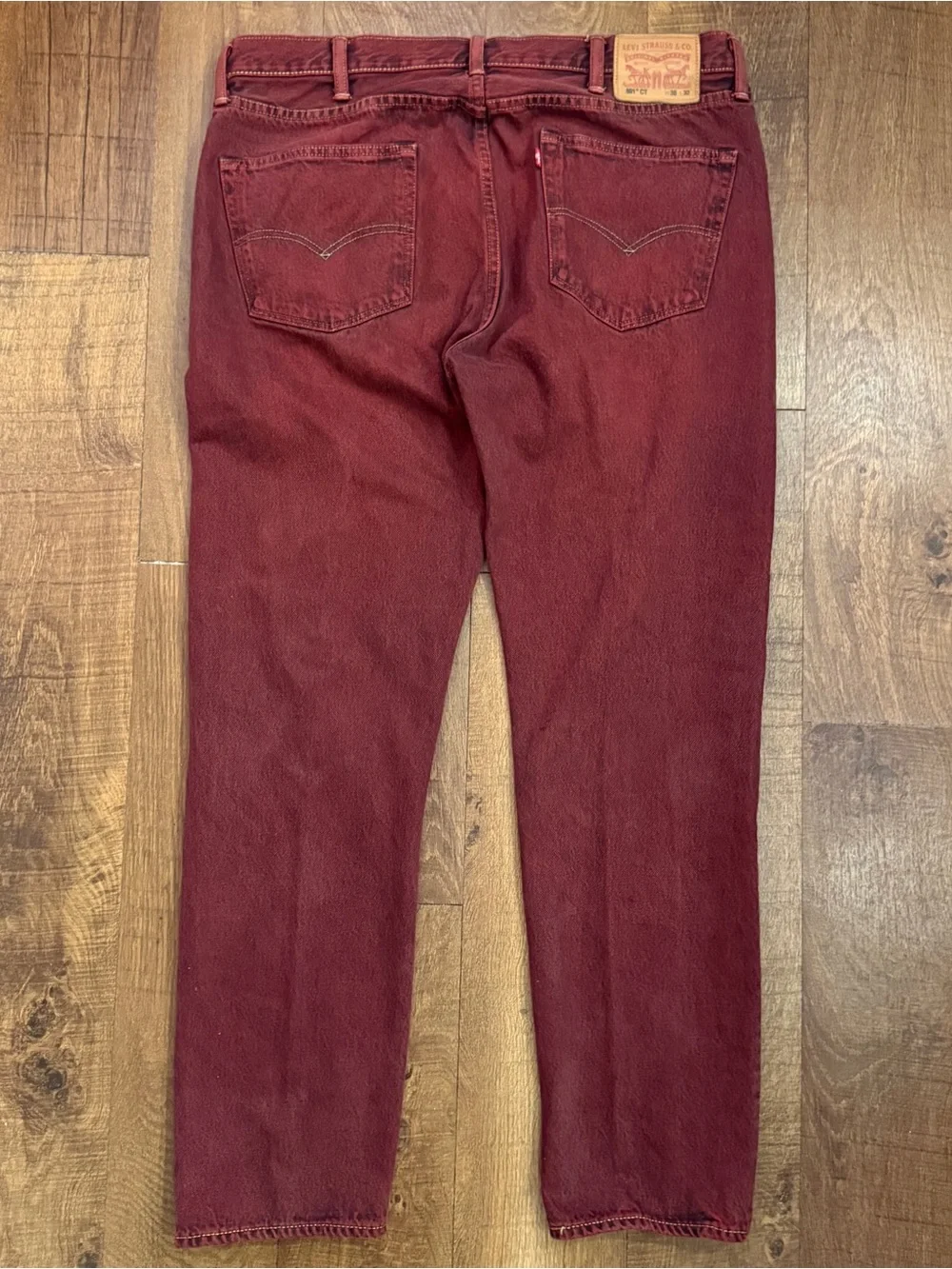 Levi’s 501 CT Men’s Jeans W38 L32 Burgundy Red Tapered 100% Cotton Button Fly